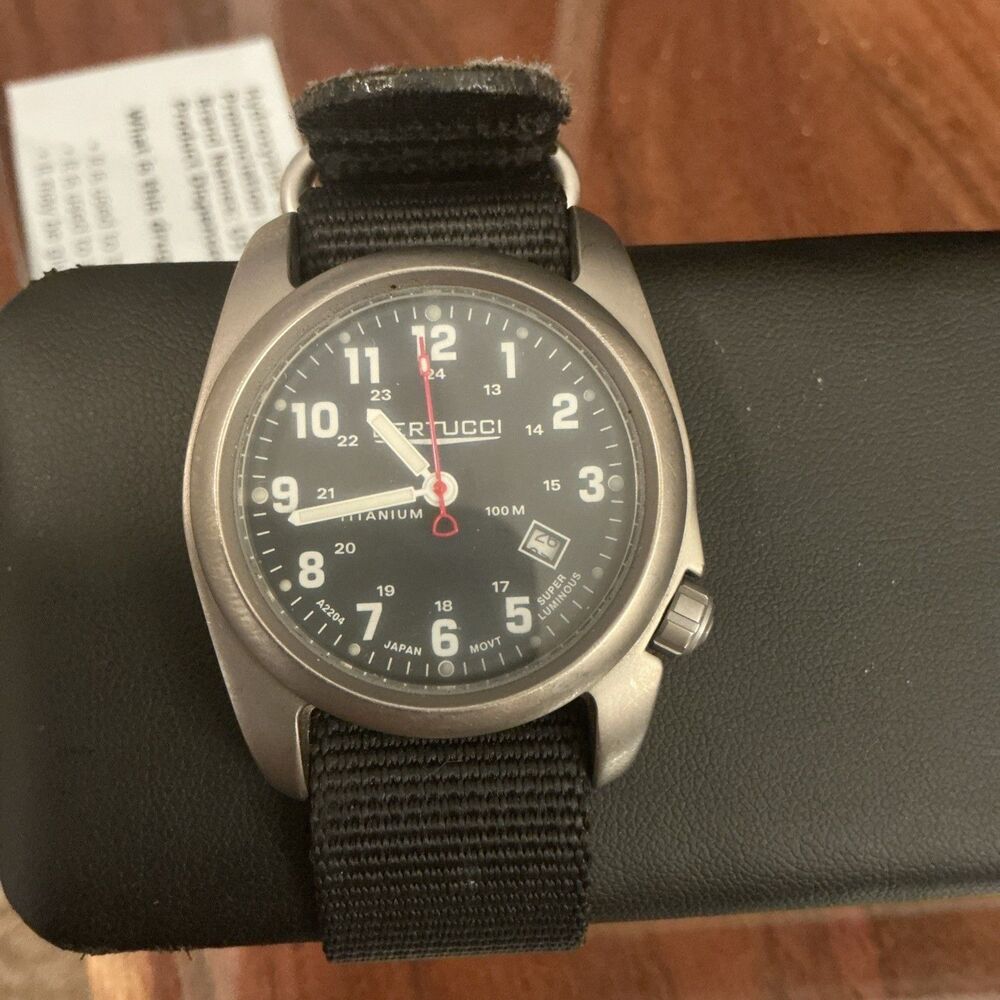 Bertucci A-2T DX3 Men Watch 40mm Black Dial Silver Tone Titanium Date 100M A2204